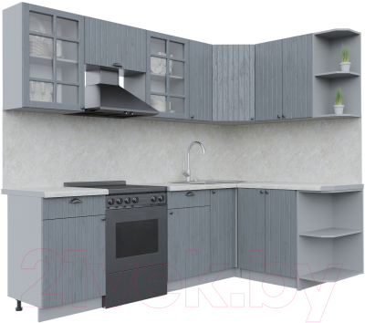 Кухонный гарнитур Интерлиния Берес 1.5x2.5 правая (дуб серый/опал светлый) - фото