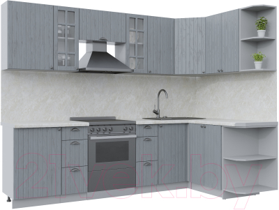 Кухонный гарнитур Интерлиния Берес 1.5x2.7 правая (дуб серый/дуб серый/опал светлый) - фото