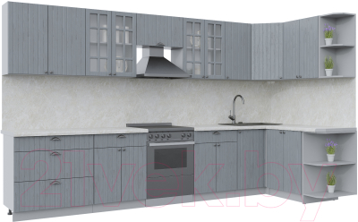 Кухонный гарнитур Интерлиния Берес 1.5x3.6 правая (дуб серый/опал светлый) - фото