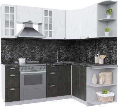 Кухонный гарнитур Интерлиния Берес 1.5x2.1 правая (дуб английский/дуб полярный/кастилло темный) - фото