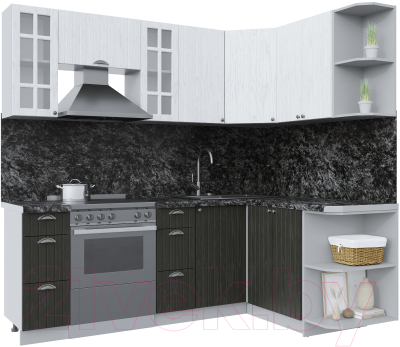 Кухонный гарнитур Интерлиния Берес 1.5x2.2 правая (дуб английский/дуб полярный/кастилло темный) - фото