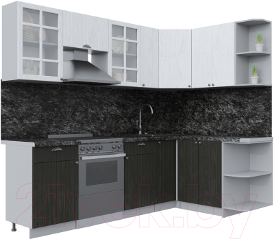 Кухонный гарнитур Интерлиния Берес 1.5x2.5 правая (дуб английский/дуб полярный/кастилло темный) - фото