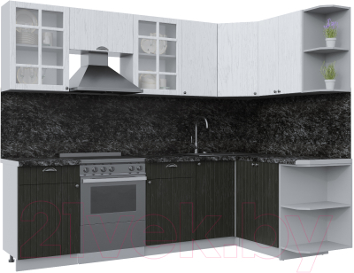 Кухонный гарнитур Интерлиния Берес 1.5x2.6 правая (дуб английский/дуб полярный/кастилло темный) - фото