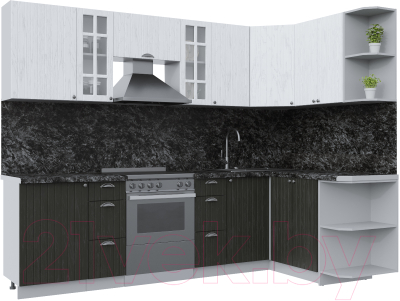 Кухонный гарнитур Интерлиния Берес 1.5x2.7 правая (дуб английский/дуб полярный/кастилло темный) - фото