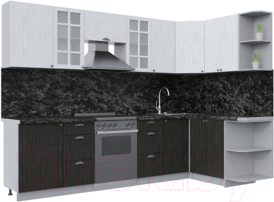 Кухонный гарнитур Интерлиния Берес 1.5x2.9 правая (дуб английский/дуб полярный/кастилло темный) - фото