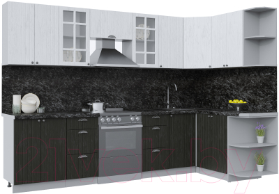 Кухонный гарнитур Интерлиния Берес 1.5x3.0 правая (дуб английский/дуб полярный/кастилло темный) - фото