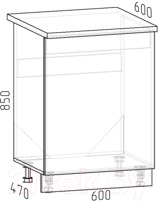 Шкаф под мойку Интермебель Микс Топ ШСРМ 850-2-600 (сумеречный голубой/мрамор лацио светлый)
