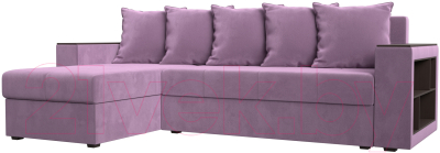 Диван угловой Лига Диванов Дубай лайт левый (микровельвет сиреневый) - фото