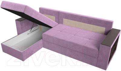 Диван угловой Лига Диванов Дубай лайт левый (микровельвет сиреневый)
