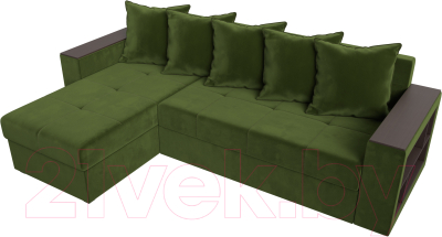 Диван угловой Лига Диванов Дубай лайт левый (микровельвет зеленый)