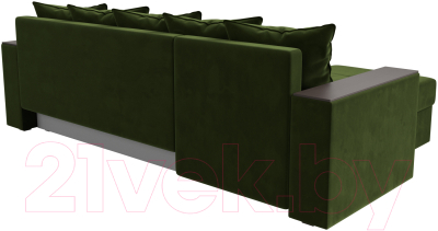 Диван угловой Лига Диванов Дубай лайт левый (микровельвет зеленый)