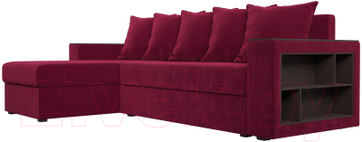 Диван угловой Лига Диванов Дубай лайт левый (микровельвет бордовый)