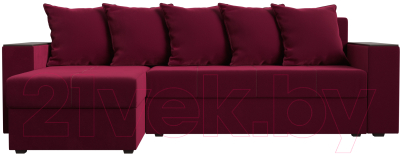 Диван угловой Лига Диванов Дубай лайт левый (микровельвет бордовый)