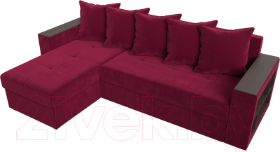Диван угловой Лига Диванов Дубай лайт левый (микровельвет бордовый)