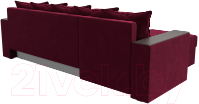 Диван угловой Лига Диванов Дубай лайт левый (микровельвет бордовый)