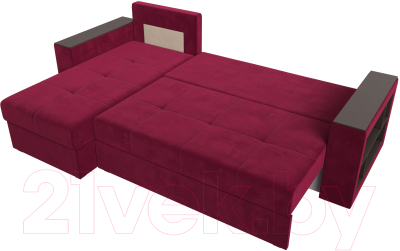 Диван угловой Лига Диванов Дубай лайт левый (микровельвет бордовый)