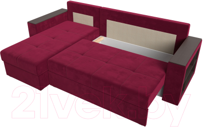 Диван угловой Лига Диванов Дубай лайт левый (микровельвет бордовый)