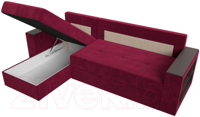Диван угловой Лига Диванов Дубай лайт левый (микровельвет бордовый)