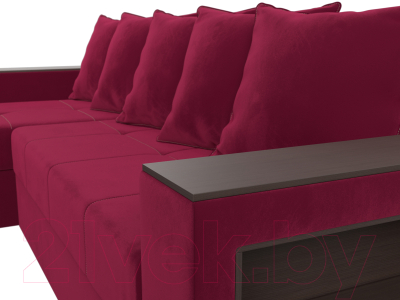 Диван угловой Лига Диванов Дубай лайт левый (микровельвет бордовый)