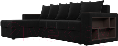 Диван угловой Лига Диванов Дубай лайт левый (микровельвет черный)