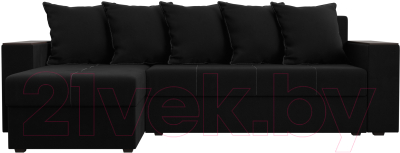 Диван угловой Лига Диванов Дубай лайт левый (микровельвет черный)