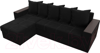 Диван угловой Лига Диванов Дубай лайт левый (микровельвет черный)