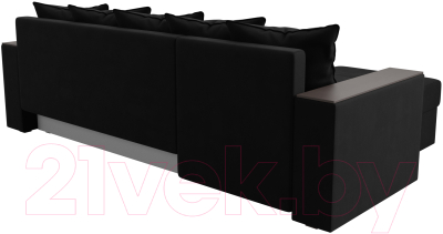 Диван угловой Лига Диванов Дубай лайт левый (микровельвет черный)