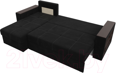 Диван угловой Лига Диванов Дубай лайт левый (микровельвет черный)