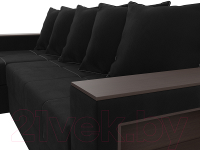 Диван угловой Лига Диванов Дубай лайт левый (микровельвет черный)