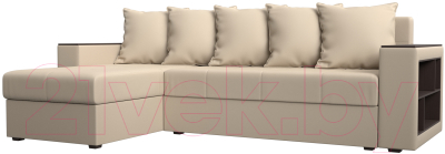 Диван угловой Лига Диванов Дубай лайт левый (экокожа бежевый) - фото