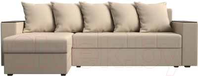 Диван угловой Лига Диванов Дубай лайт левый (экокожа бежевый)