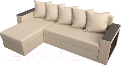 Диван угловой Лига Диванов Дубай лайт левый (экокожа бежевый)