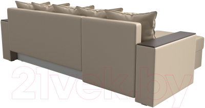 Диван угловой Лига Диванов Дубай лайт левый (экокожа бежевый)