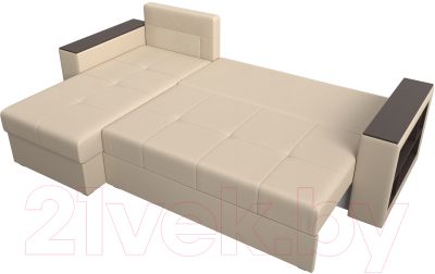 Диван угловой Лига Диванов Дубай лайт левый (экокожа бежевый)