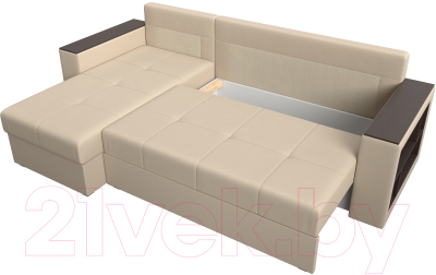Диван угловой Лига Диванов Дубай лайт левый (экокожа бежевый)