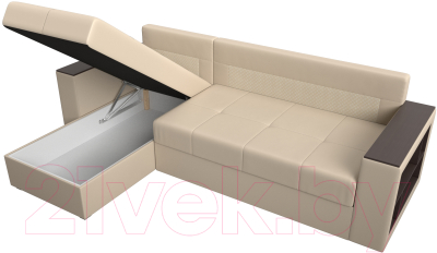 Диван угловой Лига Диванов Дубай лайт левый (экокожа бежевый)