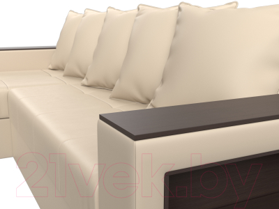 Диван угловой Лига Диванов Дубай лайт левый (экокожа бежевый)