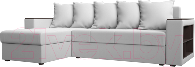 Диван угловой Лига Диванов Дубай лайт левый (экокожа белый) - фото