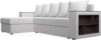 Диван угловой Лига Диванов Дубай лайт левый (экокожа белый)