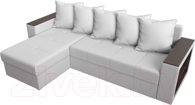 Диван угловой Лига Диванов Дубай лайт левый (экокожа белый)
