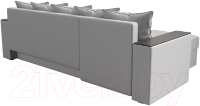 Диван угловой Лига Диванов Дубай лайт левый (экокожа белый)