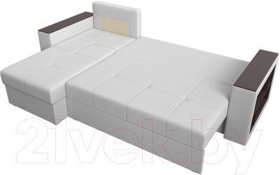 Диван угловой Лига Диванов Дубай лайт левый (экокожа белый)