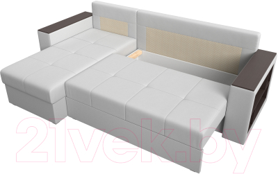 Диван угловой Лига Диванов Дубай лайт левый (экокожа белый)