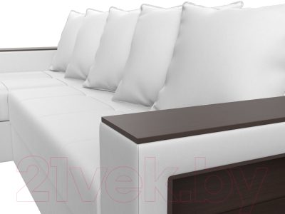 Диван угловой Лига Диванов Дубай лайт левый (экокожа белый)