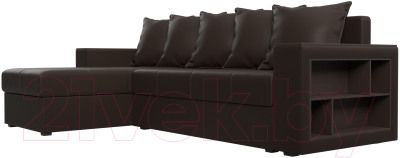 Диван угловой Лига Диванов Дубай лайт левый (экокожа коричневый)