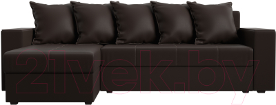 Диван угловой Лига Диванов Дубай лайт левый (экокожа коричневый)