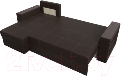 Диван угловой Лига Диванов Дубай лайт левый (экокожа коричневый)