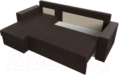 Диван угловой Лига Диванов Дубай лайт левый (экокожа коричневый)