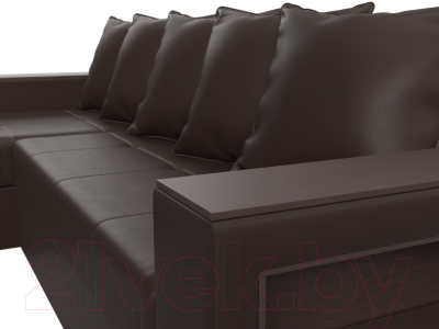 Диван угловой Лига Диванов Дубай лайт левый (экокожа коричневый)