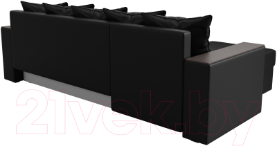 Диван угловой Лига Диванов Дубай лайт левый (экокожа черный)